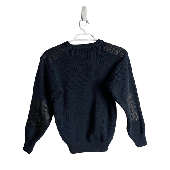 Playboy Men's Blue Wool Blend Classic Knit Patched Sweater - Picture 8 of 8